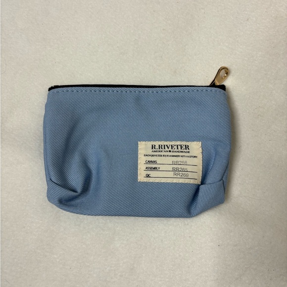 R. Riveter Otto Signature Light Blue Canvas Brown Leather Satchel w/ S. Case NWT - Picture 7 of 8